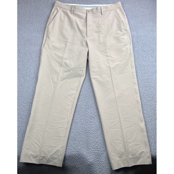 Footjoy Mens Golf Pants‎ 36X30 Beige Stretch Flat Front Chino Performance - Picture 1 of 9